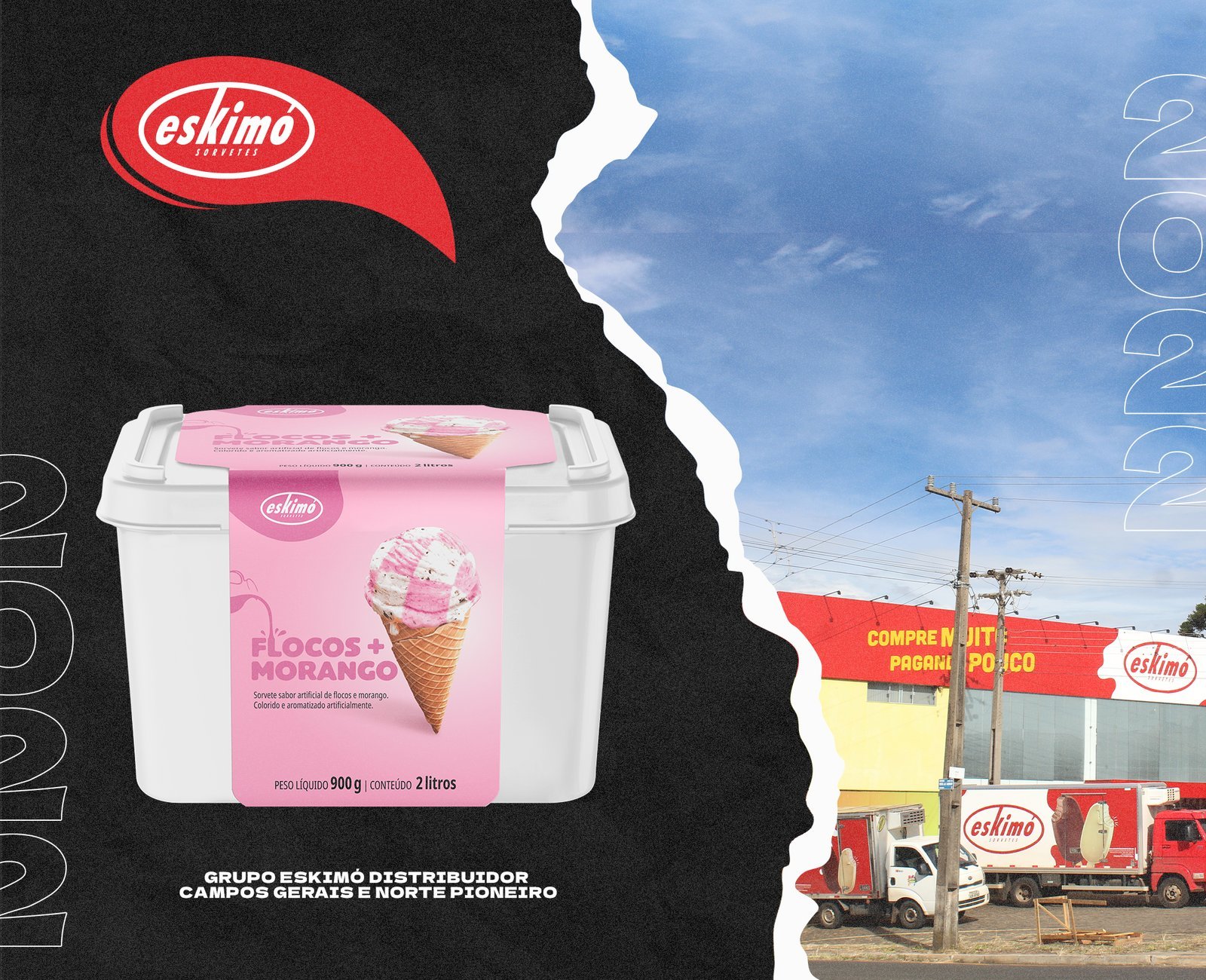 MOCKUP Eskimo Pote 2 Litros Morango Flocos 1